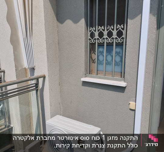 יחידת מזגן חיצונית מותקנת על קיר חיצוני
